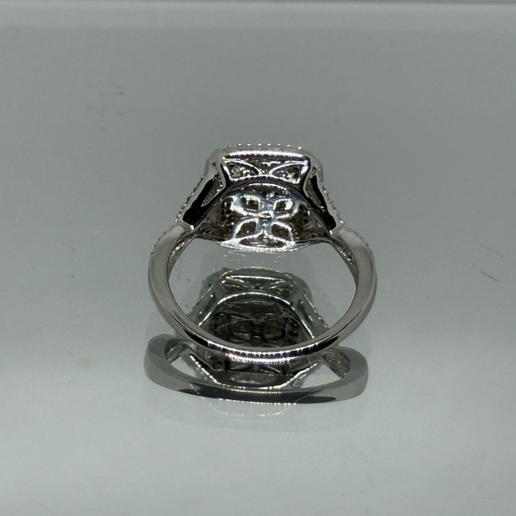 9.25 Sterling Silver Natural Diamond Ring with Geometric Design - Picture 5 of 7